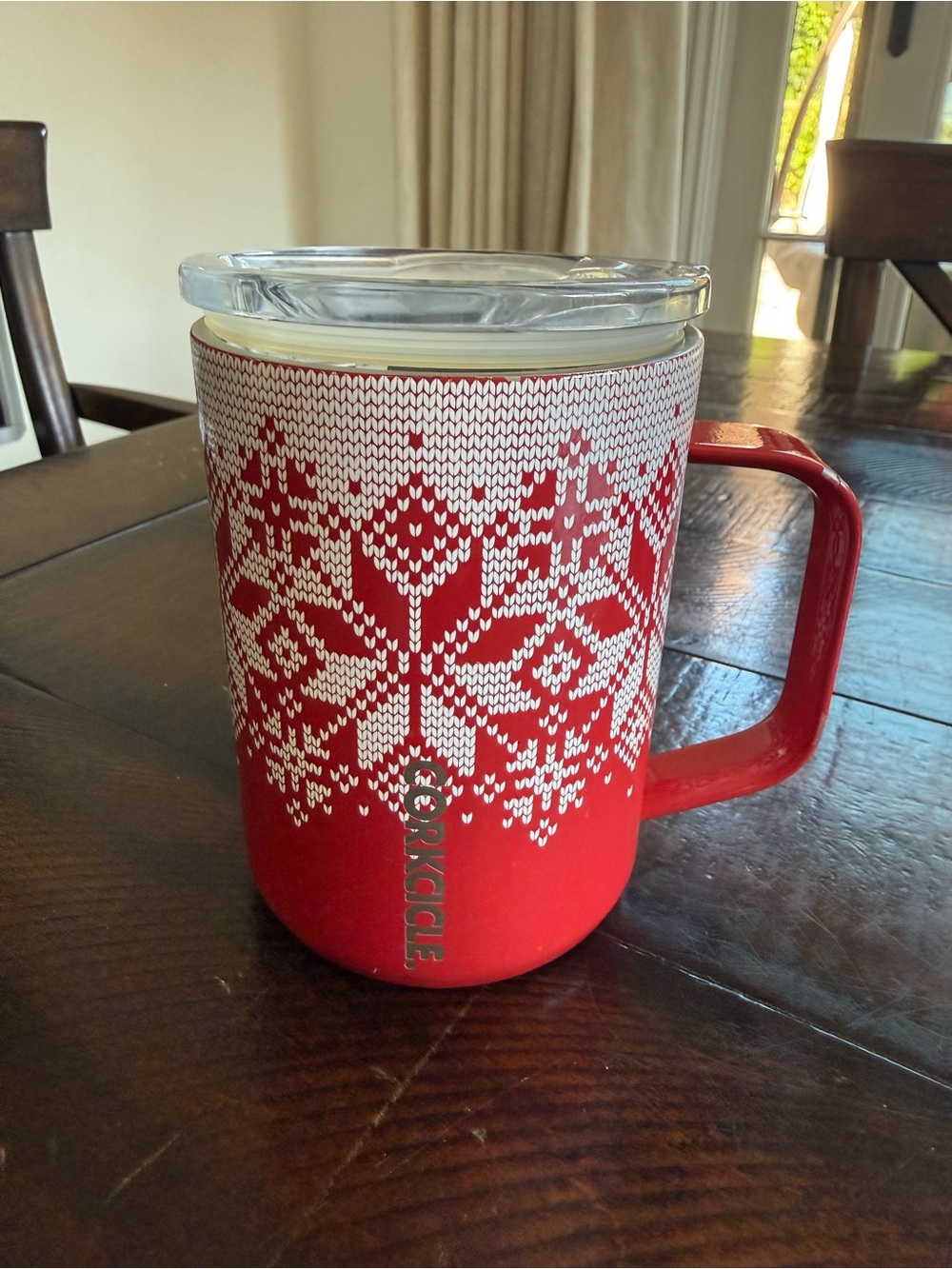 Corkcicle Red and White Nordic Travel Mug with Handle
